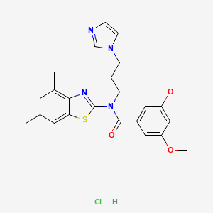 molecular formula C24H27ClN4O3S B2764895 N-(3-(1H-imidazol-1-yl)propyl)-N-(4,6-dimethylbenzo[d]thiazol-2-yl)-3,5-dimethoxybenzamide hydrochloride CAS No. 1216449-50-1