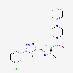 molecular formula C24H23ClN6OS B2764908 (2-(1-(3-chlorophenyl)-5-methyl-1H-1,2,3-triazol-4-yl)-4-methylthiazol-5-yl)(4-phenylpiperazin-1-yl)methanone CAS No. 1207015-42-6