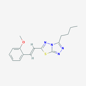 molecular formula C16H18N4OS B276491 2-[2-(3-Butyl[1,2,4]triazolo[3,4-b][1,3,4]thiadiazol-6-yl)vinyl]phenyl methyl ether 
