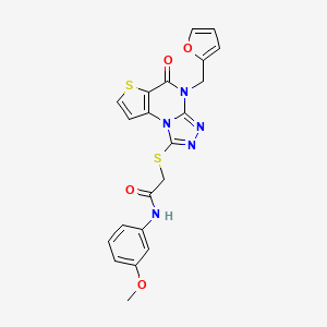 molecular formula C21H17N5O4S2 B2764915 2-((4-(furan-2-ylmethyl)-5-oxo-4,5-dihydrothieno[2,3-e][1,2,4]triazolo[4,3-a]pyrimidin-1-yl)thio)-N-(3-methoxyphenyl)acetamide CAS No. 1243075-36-6