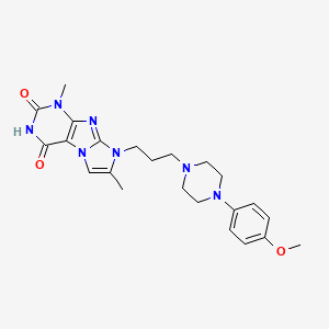 molecular formula C23H29N7O3 B2764936 8-(3-(4-(4-甲氧基苯基)哌嗪-1-基)丙基)-1,7-二甲基-1H-咪唑并[2,1-f]嘧啶-2,4(3H,8H)-二酮 CAS No. 923204-25-5