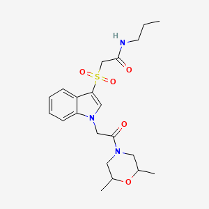 2-((1-(2-(2,6-dimethylmorpholino)-2-oxoethyl)-1H-indol-3-yl)sulfonyl)-N-propylacetamide