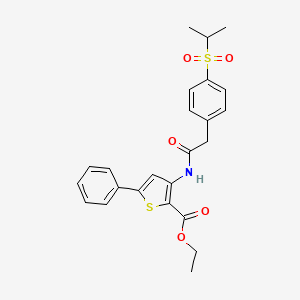 Ethyl 3-(2-(4-(isopropylsulfonyl)phenyl)acetamido)-5-phenylthiophene-2-carboxylate