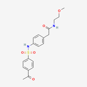 molecular formula C19H22N2O5S B2764961 2-[4-(4-acetylbenzenesulfonamido)phenyl]-N-(2-methoxyethyl)acetamide CAS No. 1206998-92-6