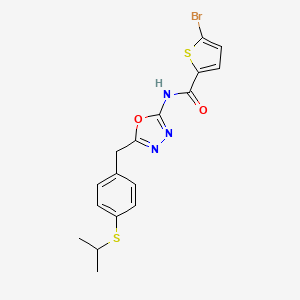 molecular formula C17H16BrN3O2S2 B2764962 5-bromo-N-(5-(4-(isopropylthio)benzyl)-1,3,4-oxadiazol-2-yl)thiophene-2-carboxamide CAS No. 1171447-01-0