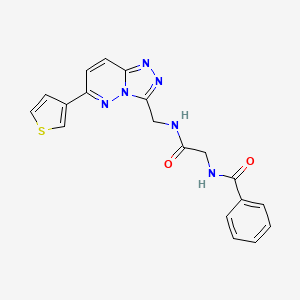 molecular formula C19H16N6O2S B2764967 N-(2-oxo-2-(((6-(thiophen-3-yl)-[1,2,4]triazolo[4,3-b]pyridazin-3-yl)methyl)amino)ethyl)benzamide CAS No. 1903426-09-4