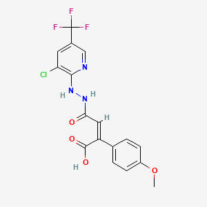 molecular formula C17H13ClF3N3O4 B2764982 (Z)-4-[2-[3-chloro-5-(trifluoromethyl)pyridin-2-yl]hydrazinyl]-2-(4-methoxyphenyl)-4-oxobut-2-enoic acid CAS No. 339016-70-5