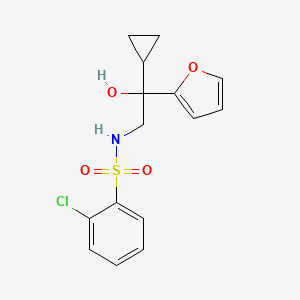 molecular formula C15H16ClNO4S B2764984 2-chloro-N-(2-cyclopropyl-2-(furan-2-yl)-2-hydroxyethyl)benzenesulfonamide CAS No. 1396793-85-3