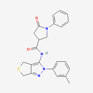 molecular formula C23H22N4O2S B2764994 5-oxo-1-phenyl-N-(2-(m-tolyl)-4,6-dihydro-2H-thieno[3,4-c]pyrazol-3-yl)pyrrolidine-3-carboxamide CAS No. 872596-55-9