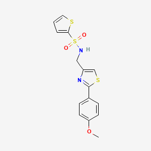 molecular formula C15H14N2O3S3 B2764995 N-((2-(4-methoxyphenyl)thiazol-4-yl)methyl)thiophene-2-sulfonamide CAS No. 863511-38-0
