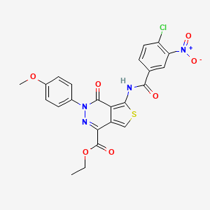 molecular formula C23H17ClN4O7S B2765038 乙酸乙酯 5-(4-氯-3-硝基苯甲酰胺)-3-(4-甲氧基苯基)-4-氧代-3,4-二氢噻吩并[3,4-d]嘧啶-1-甲酸酯 CAS No. 851952-17-5