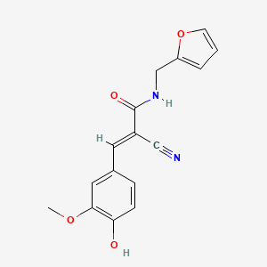 molecular formula C16H14N2O4 B2765040 (2E)-2-氰-N-(2-呋喃甲基)-3-(4-羟基-3-甲氧基苯基)丙-2-烯酰胺 CAS No. 340319-42-8