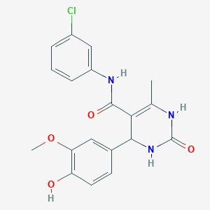 molecular formula C19H18ClN3O4 B2765042 N-(3-chlorophenyl)-4-(4-hydroxy-3-methoxyphenyl)-6-methyl-2-oxo-1,2,3,4-tetrahydropyrimidine-5-carboxamide CAS No. 677320-91-1