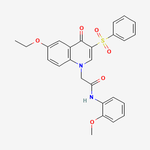 molecular formula C26H24N2O6S B2765052 2-[3-(benzenesulfonyl)-6-ethoxy-4-oxoquinolin-1-yl]-N-(2-methoxyphenyl)acetamide CAS No. 866725-69-1