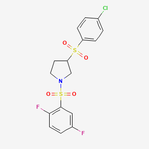 3-((4-Chlorophenyl)sulfonyl)-1-((2,5-difluorophenyl)sulfonyl)pyrrolidine