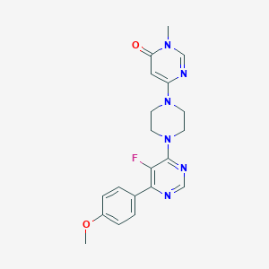 molecular formula C20H21FN6O2 B2765076 6-[4-[5-Fluoro-6-(4-methoxyphenyl)pyrimidin-4-yl]piperazin-1-yl]-3-methylpyrimidin-4-one CAS No. 2380086-65-5