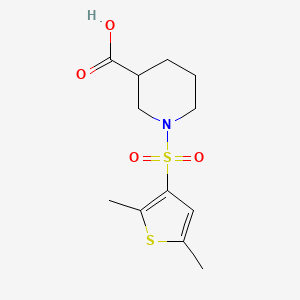 molecular formula C12H17NO4S2 B2765079 1-[(2,5-Dimethylthien-3-yl)sulfonyl]piperidine-3-carboxylic acid CAS No. 923744-29-0