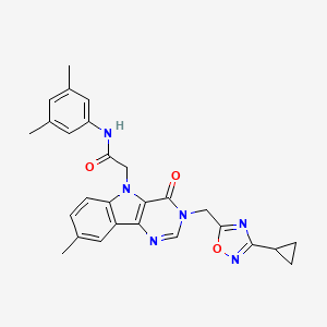 2-{3-[(3-cyclopropyl-1,2,4-oxadiazol-5-yl)methyl]-8-methyl-4-oxo-3H,4H,5H-pyrimido[5,4-b]indol-5-yl}-N-(3,5-dimethylphenyl)acetamide