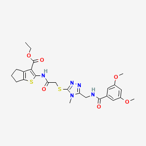 ethyl 2-(2-((5-((3,5-dimethoxybenzamido)methyl)-4-methyl-4H-1,2,4-triazol-3-yl)thio)acetamido)-5,6-dihydro-4H-cyclopenta[b]thiophene-3-carboxylate