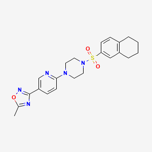molecular formula C22H25N5O3S B2765108 5-Methyl-3-(6-(4-((5,6,7,8-tetrahydronaphthalen-2-yl)sulfonyl)piperazin-1-yl)pyridin-3-yl)-1,2,4-oxadiazole CAS No. 1421467-42-6