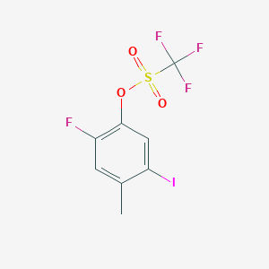 molecular formula C8H5F4IO3S B2765118 2-Fluoro-5-iodo-4-methylphenyl trifluoromethanesulphonate CAS No. 1935452-03-1