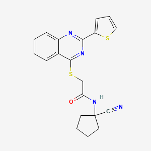 molecular formula C20H18N4OS2 B2765123 N-(1-cyanocyclopentyl)-2-(2-thiophen-2-ylquinazolin-4-yl)sulfanylacetamide CAS No. 875469-63-9