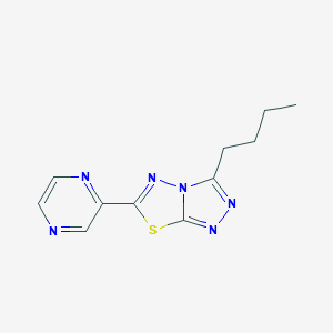 molecular formula C11H12N6S B276513 3-Butyl-6-(2-pyrazinyl)[1,2,4]triazolo[3,4-b][1,3,4]thiadiazole 