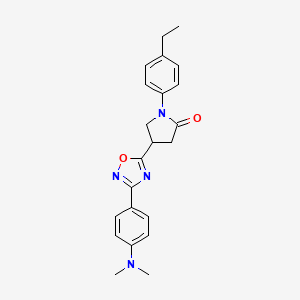 molecular formula C22H24N4O2 B2765132 4-(3-(4-(Dimethylamino)phenyl)-1,2,4-oxadiazol-5-yl)-1-(4-ethylphenyl)pyrrolidin-2-one CAS No. 941962-71-6