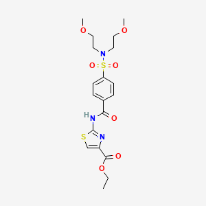 molecular formula C19H25N3O7S2 B2765137 ethyl 2-(4-(N,N-bis(2-methoxyethyl)sulfamoyl)benzamido)thiazole-4-carboxylate CAS No. 328539-84-0