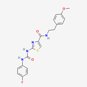 molecular formula C20H19FN4O3S B2765140 2-(3-(4-氟苯基)脲基)-N-(4-甲氧基苯乙基)噻唑-4-甲酰胺 CAS No. 941988-92-7