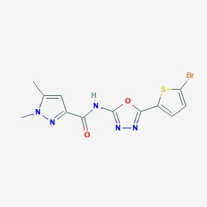 N-(5-(5-bromothiophen-2-yl)-1,3,4-oxadiazol-2-yl)-1,5-dimethyl-1H-pyrazole-3-carboxamide