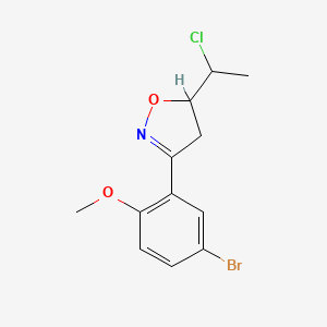 molecular formula C12H13BrClNO2 B2765151 3-(5-溴-2-甲氧基苯基)-5-(1-氯乙基)-4,5-二氢-1,2-噁唑 CAS No. 1551929-17-9