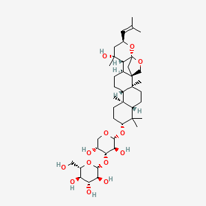 (2R,3S,4R,5R,6S)-2-[(2R,3S,4R,5R)-3,5-Dihydroxy-2-[[(1R,2S,5S,7R,10S,11S,14S,15R,16R,18S,20R)-16-hydroxy-2,6,6,10,16-pentamethyl-18-(2-methylprop-1-enyl)-19,21-dioxahexacyclo[18.2.1.01,14.02,11.05,10.015,20]tricosan-7-yl]oxy]oxan-4-yl]oxy-6-(hydroxymethyl)oxane-3,4,5-triol