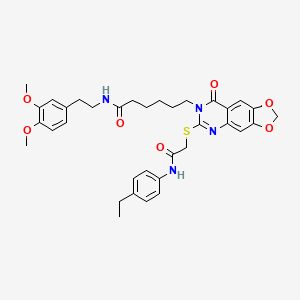 N-(3,4-dimethoxyphenethyl)-6-(6-((2-((4-ethylphenyl)amino)-2-oxoethyl)thio)-8-oxo-[1,3]dioxolo[4,5-g]quinazolin-7(8H)-yl)hexanamide