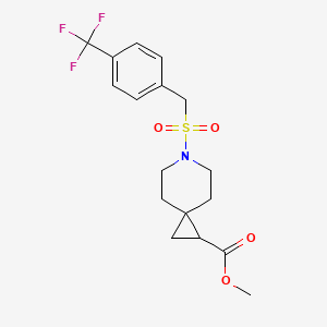 molecular formula C17H20F3NO4S B2765195 甲基-6-((4-(三氟甲基)苯甲基)磺酰)-6-氮杂螺[2.5]辛烷-1-羧酸甲酯 CAS No. 2034455-22-4