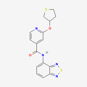 molecular formula C16H14N4O2S2 B2765204 N-(benzo[c][1,2,5]thiadiazol-4-yl)-2-((tetrahydrothiophen-3-yl)oxy)isonicotinamide CAS No. 2034238-76-9