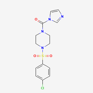 molecular formula C14H15ClN4O3S B2765215 [4-(4-Chlorophenyl)sulfonylpiperazin-1-yl]-imidazol-1-ylmethanone CAS No. 852840-19-8