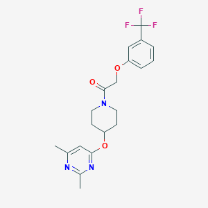 molecular formula C20H22F3N3O3 B2765229 1-(4-((2,6-二甲基嘧啶-4-基氧基)哌啶-1-基)-2-(3-(三氟甲基)苯氧基)乙酮 CAS No. 2034559-66-3