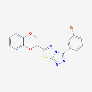 molecular formula C17H11BrN4O2S B276523 3-(3-Bromophenyl)-6-(2,3-dihydro-1,4-benzodioxin-2-yl)[1,2,4]triazolo[3,4-b][1,3,4]thiadiazole 