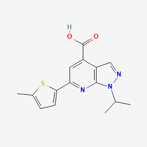 6-(5-methylthiophen-2-yl)-1-(propan-2-yl)-1H-pyrazolo[3,4-b]pyridine-4-carboxylic acid
