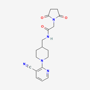 molecular formula C18H21N5O3 B2765245 N-((1-(3-cyanopyridin-2-yl)piperidin-4-yl)methyl)-2-(2,5-dioxopyrrolidin-1-yl)acetamide CAS No. 1797725-01-9