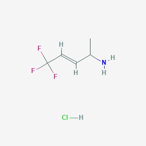 molecular formula C5H9ClF3N B2765249 (E)-5,5,5-三氟戊-3-烯-2-胺；盐酸盐 CAS No. 2375276-06-3