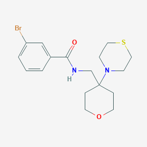 molecular formula C17H23BrN2O2S B2765258 3-Bromo-N-[(4-thiomorpholin-4-yloxan-4-yl)methyl]benzamide CAS No. 2415584-42-6