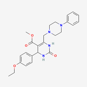 molecular formula C25H30N4O4 B2765260 Methyl 4-(4-ethoxyphenyl)-2-oxo-6-[(4-phenylpiperazin-1-yl)methyl]-1,2,3,4-tetrahydropyrimidine-5-carboxylate CAS No. 1252825-27-6