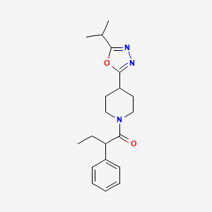 molecular formula C20H27N3O2 B2765264 1-(4-(5-Isopropyl-1,3,4-oxadiazol-2-yl)piperidin-1-yl)-2-phenylbutan-1-one CAS No. 1172962-78-5