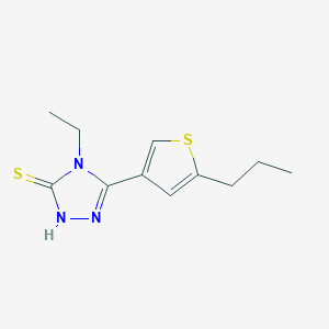 molecular formula C11H15N3S2 B2765267 4-ethyl-5-(5-propylthien-3-yl)-4H-1,2,4-triazole-3-thiol CAS No. 438230-64-9