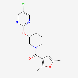 molecular formula C16H18ClN3O3 B2765268 (3-((5-Chloropyrimidin-2-yl)oxy)piperidin-1-yl)(2,5-dimethylfuran-3-yl)methanone CAS No. 2034632-88-5