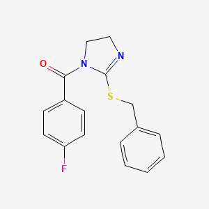 molecular formula C17H15FN2OS B2765270 (2-(benzylthio)-4,5-dihydro-1H-imidazol-1-yl)(4-fluorophenyl)methanone CAS No. 851863-91-7