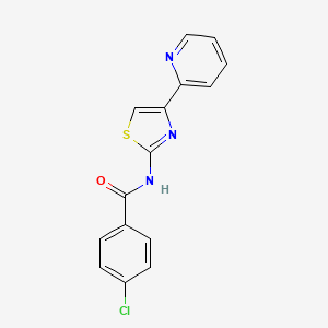 molecular formula C15H10ClN3OS B2765277 4-chloro-N-(4-pyridin-2-yl-1,3-thiazol-2-yl)benzamide CAS No. 391867-40-6