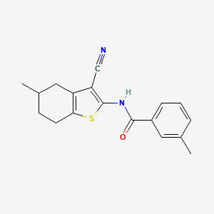 molecular formula C18H18N2OS B2765278 N-(3-cyano-5-methyl-4,5,6,7-tetrahydro-1-benzothiophen-2-yl)-3-methylbenzamide CAS No. 391221-61-7